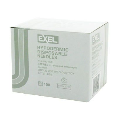 Exel 26400 27G x 1/2 in. Hypodermic Needle with Plastic Hub, Box of 100