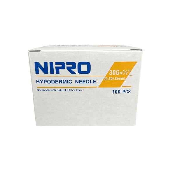 Nipro AH+3013-1M 30 G x 1/2" Hypodermic Thin Wall Needle, 100 Pieces
