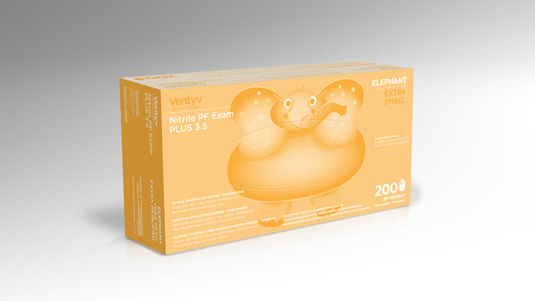 Ventyv 10333101 Violet Blue Elephant Nitrile Gloves Box of 200, X-Small