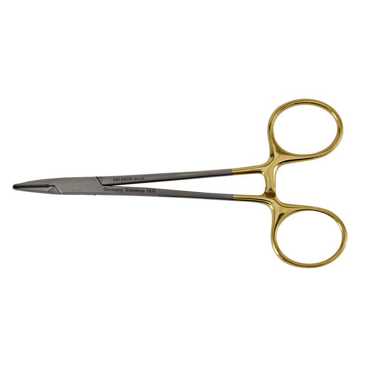 Delasco WH-93 Halsey needle holder, fine serrations, tungsten carbide