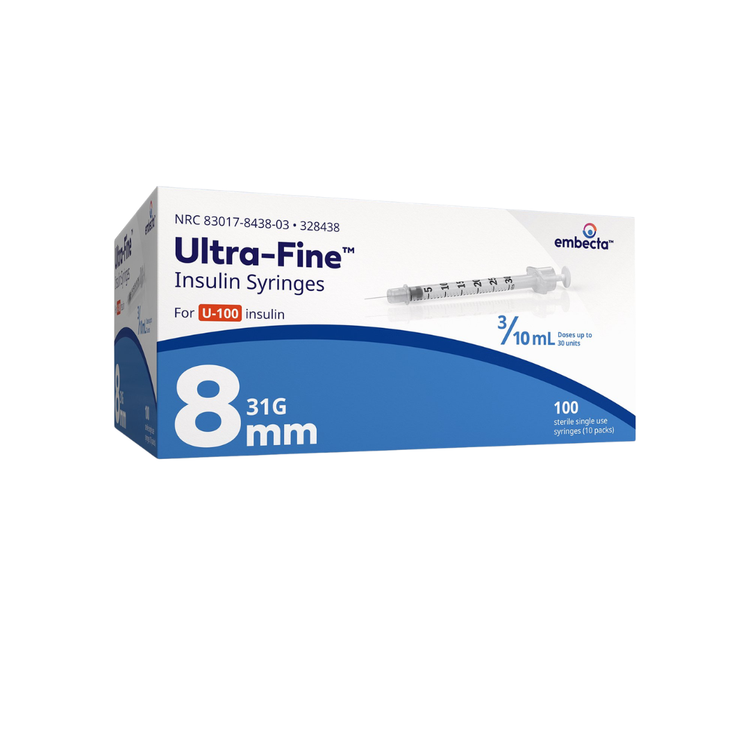 Embecta (BD) 328438 Ultra Fine 0.3 ml 31 G x 5/16 in. (8 mm) Insulin Syringe with Needle