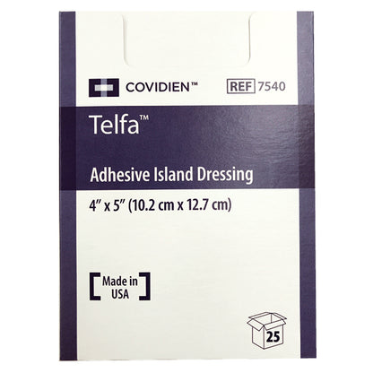 Coviden 7540 Telfa Adhesive Island Dressing, 4" x 5", Box of 25