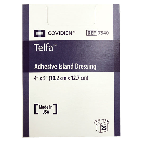 Coviden 7540 Telfa Adhesive Island Dressing, 4" x 5", Box of 25