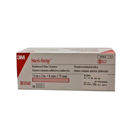 3M Steri-Strip Reinforced Adhesive Skin Closures, 1/4" x 3", 3 Strips/Envelope, 50 Envelopes/Box