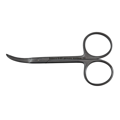 Delasco S-013 Shortbent Suture Scissors (9cm) 3 1/2", Fine, Curved, Stainless Steel