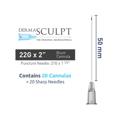 DermaSculpt 22G x 2" (50mm). Blunt Bevel Cannula