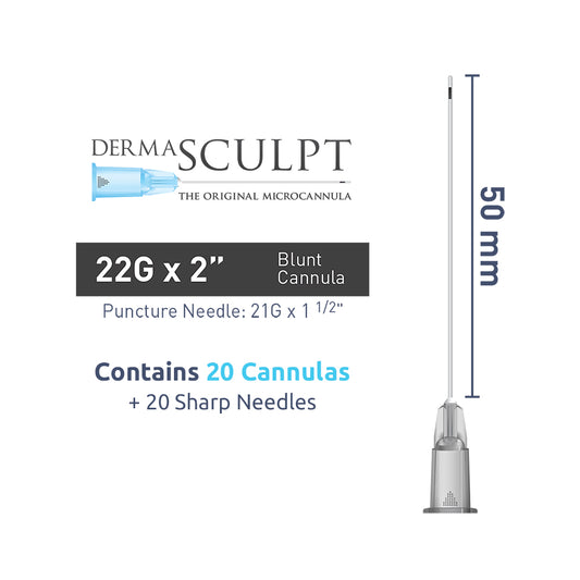 DermaSculpt 22G x 2" (50mm). Blunt Bevel Cannula