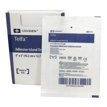 Coviden 7540 Telfa Adhesive Island Dressing, 4" x 5", Box of 25