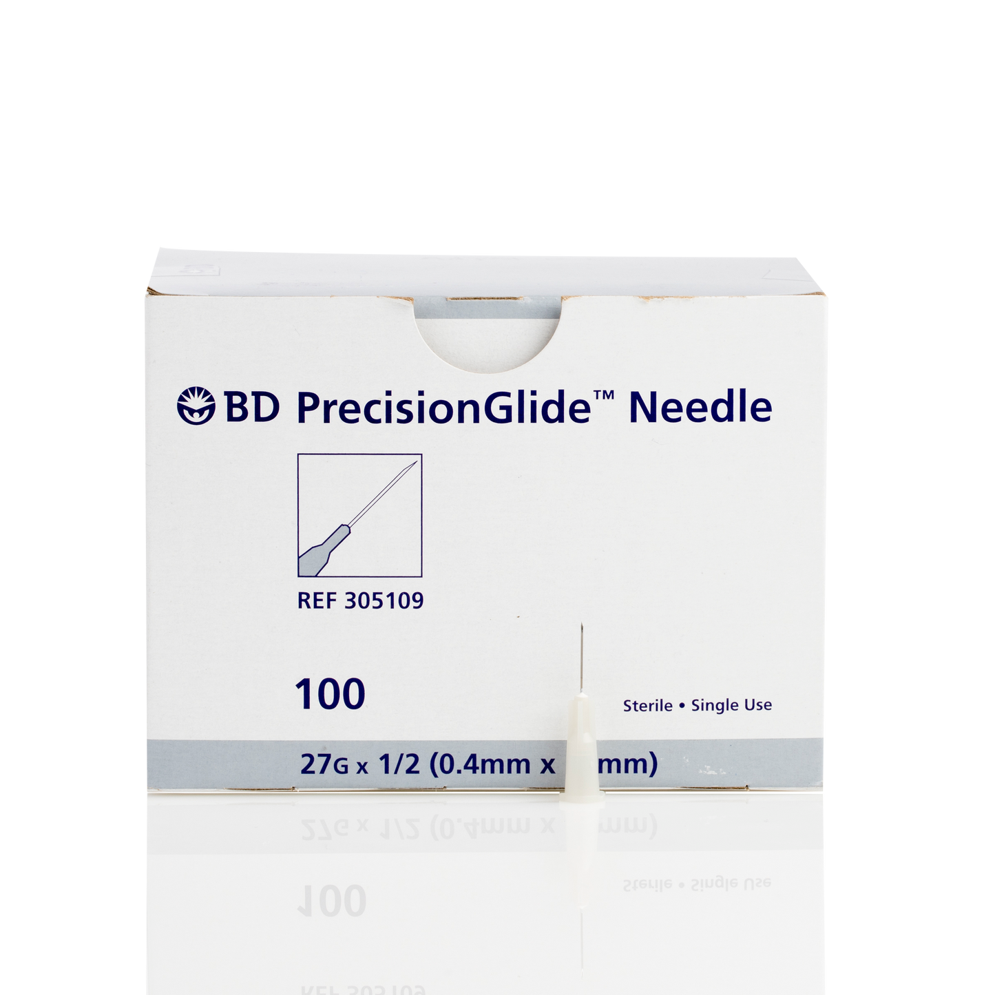 BD 305109 PrecisionGlide 27 G x 1/2 in. Hypodermic Polypropylene Luer Lock Needle