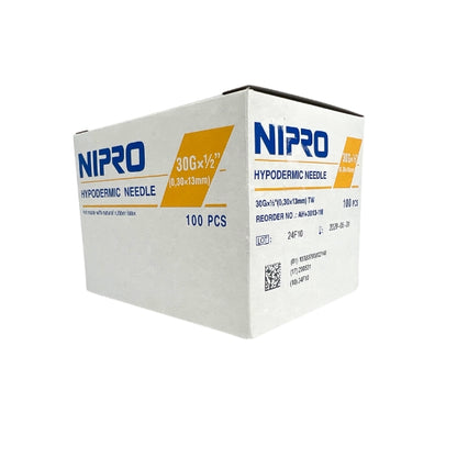 Nipro AH+3013-1M 30 G x 1/2" Hypodermic Thin Wall Needle, 100 Pieces