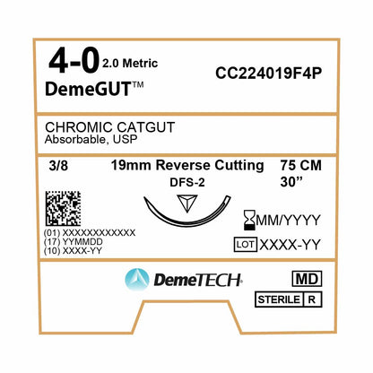 DemeTECH 30" Chromic Gut 4-0 Brown DFS-2 Absorbable Suture