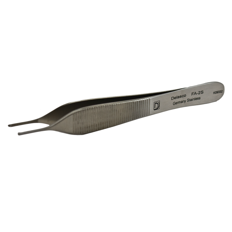 Delasco FA-2S Adson Forceps 4.75 in Straight 1.5mm 1x2 Teeth, Serrated