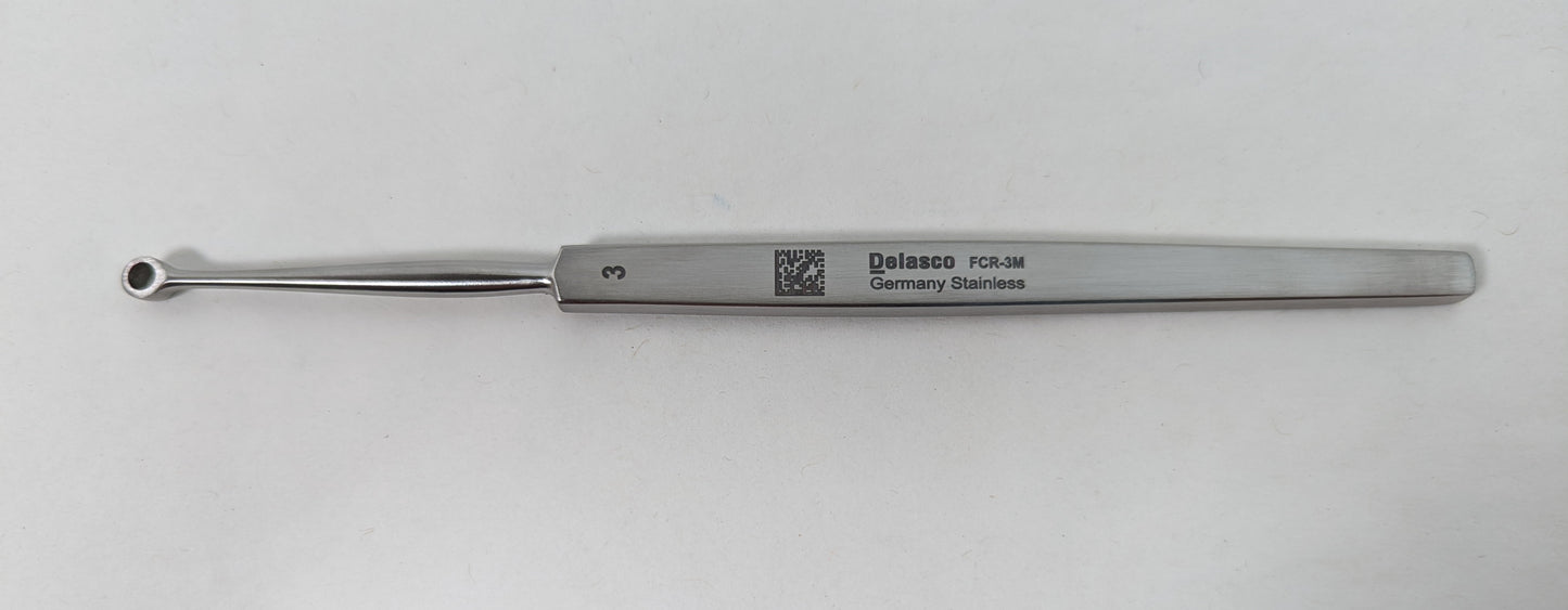 Delasco FCR-3M Dextra Fox Curette 5.5 in Straight 3mm Round