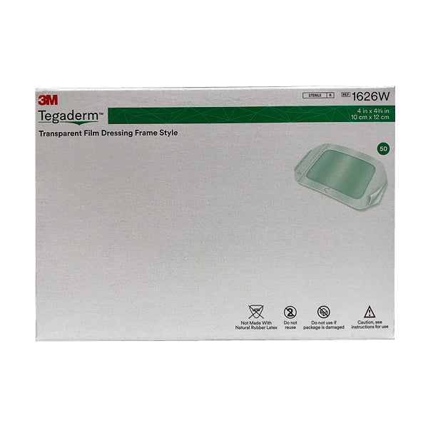 3m Tegaderm 1626W Transparent Film Dressing, 4" x 4 3/4", Box of 50