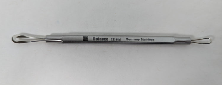 Delasco CE-31M Dextra Comedone Extractor 4 1/4 in, Flat End and Wire End Expressor