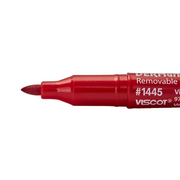 Viscot 1445-100 EZ Removable Ink Aesthetic Marker Mini Skin Markers Red, 50 ct