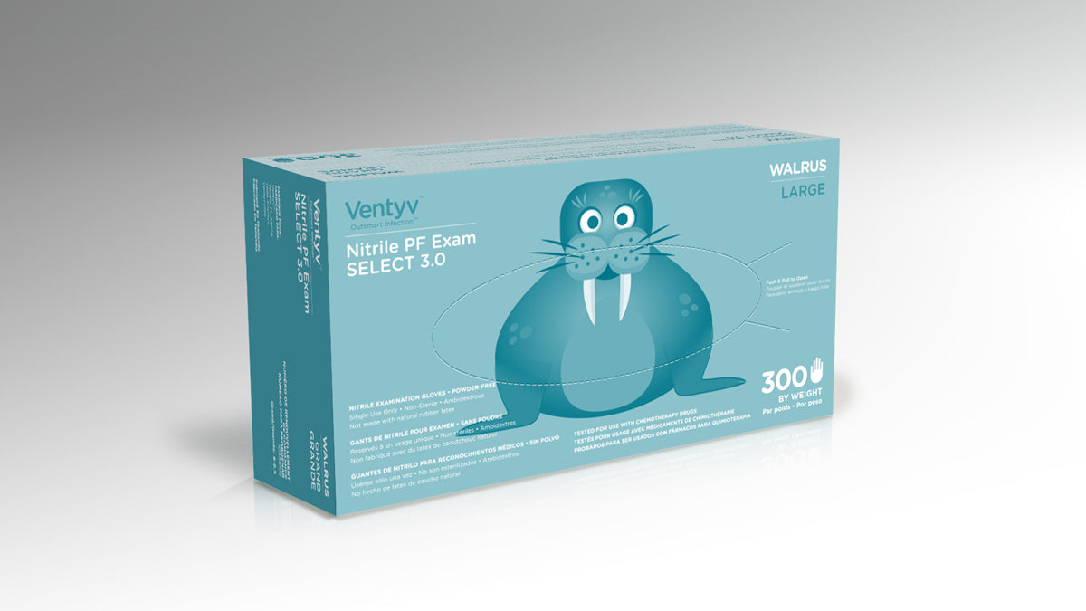 Ventyv 10348102 Cobalt Blue Walrus Nitrile Gloves Box of 300, Large