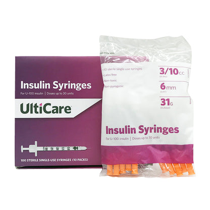 UltiCare 0.3ml 31 G x 15/64 in. (6 mm) Insulin Syringe with Needle