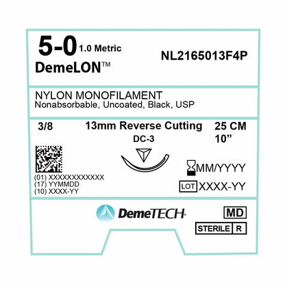 DemeTECH 10” Nylon Monofilament 5-0 Non-Absorbable DC-3 Suture