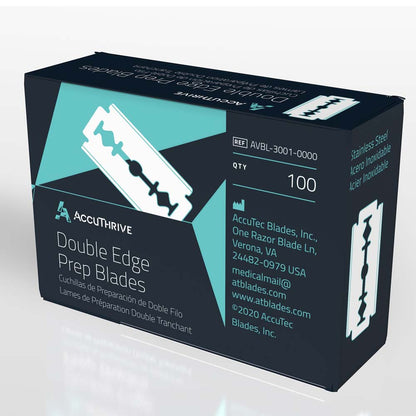 AccuThrive AVBL-3001-0000 Double Edge Blades, Individually Wrapped, Box of 100