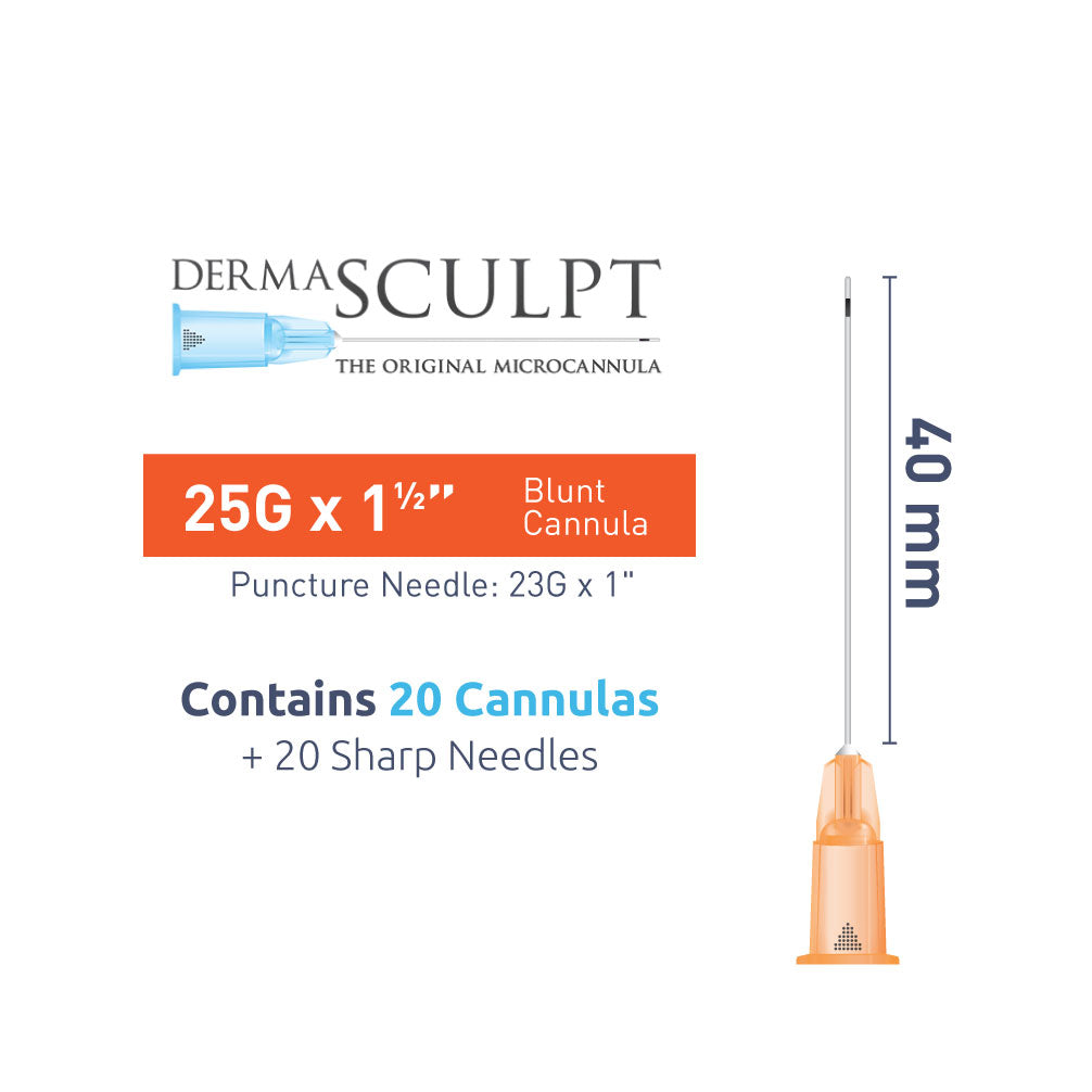 DermaSculpt 25G x 1 ½" (40mm). Blunt Bevel Cannula