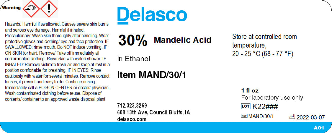 Delasco MAND/30/1 Mandelic Acid Solution, 30%, 1 oz