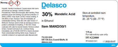 Delasco MAND/30/1 Mandelic Acid Solution, 30%, 1 oz