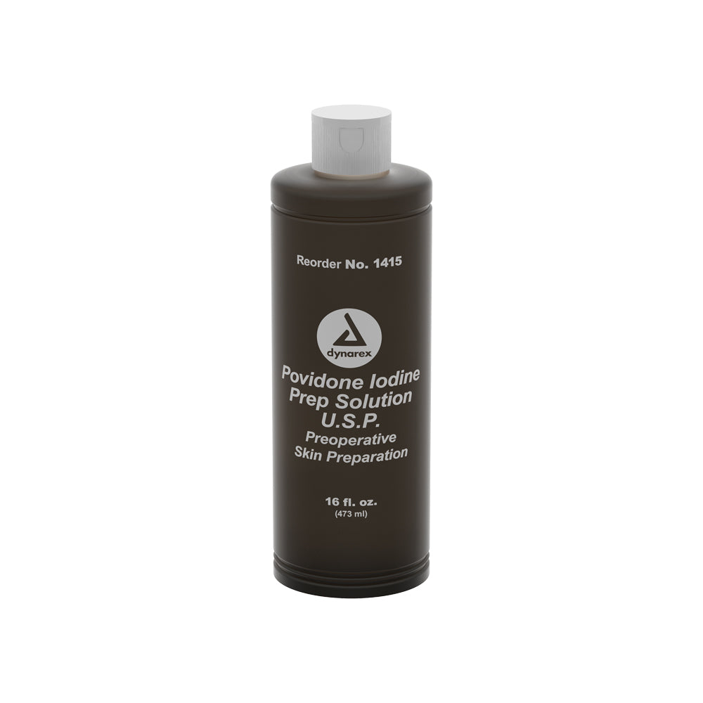 Dynarex 1415 Povidone Iodine Prep Solution, 10%, 16 oz Flip Top Bottle