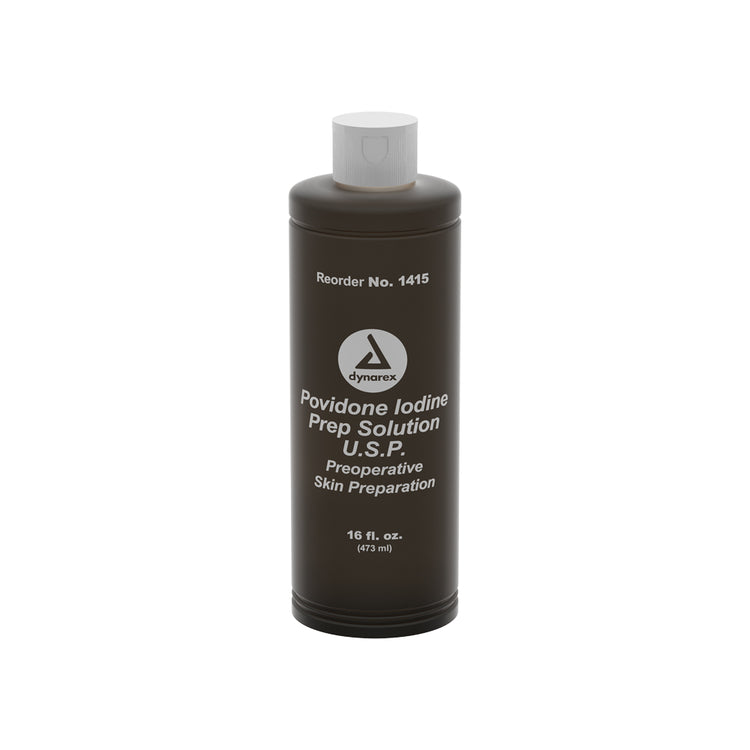 Dynarex 1415 Povidone Iodine Prep Solution, 10%, 16 oz Flip Top Bottle