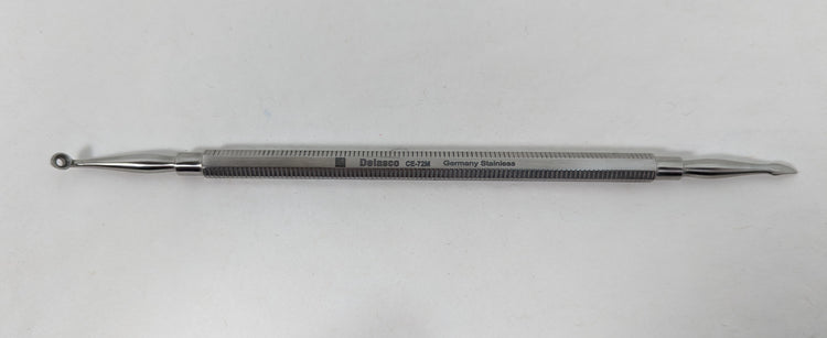 Delasco CE-72M Dextra Hallack Style Comedone Extractor, 6 in, w/Lancet and Fenestrated Cup