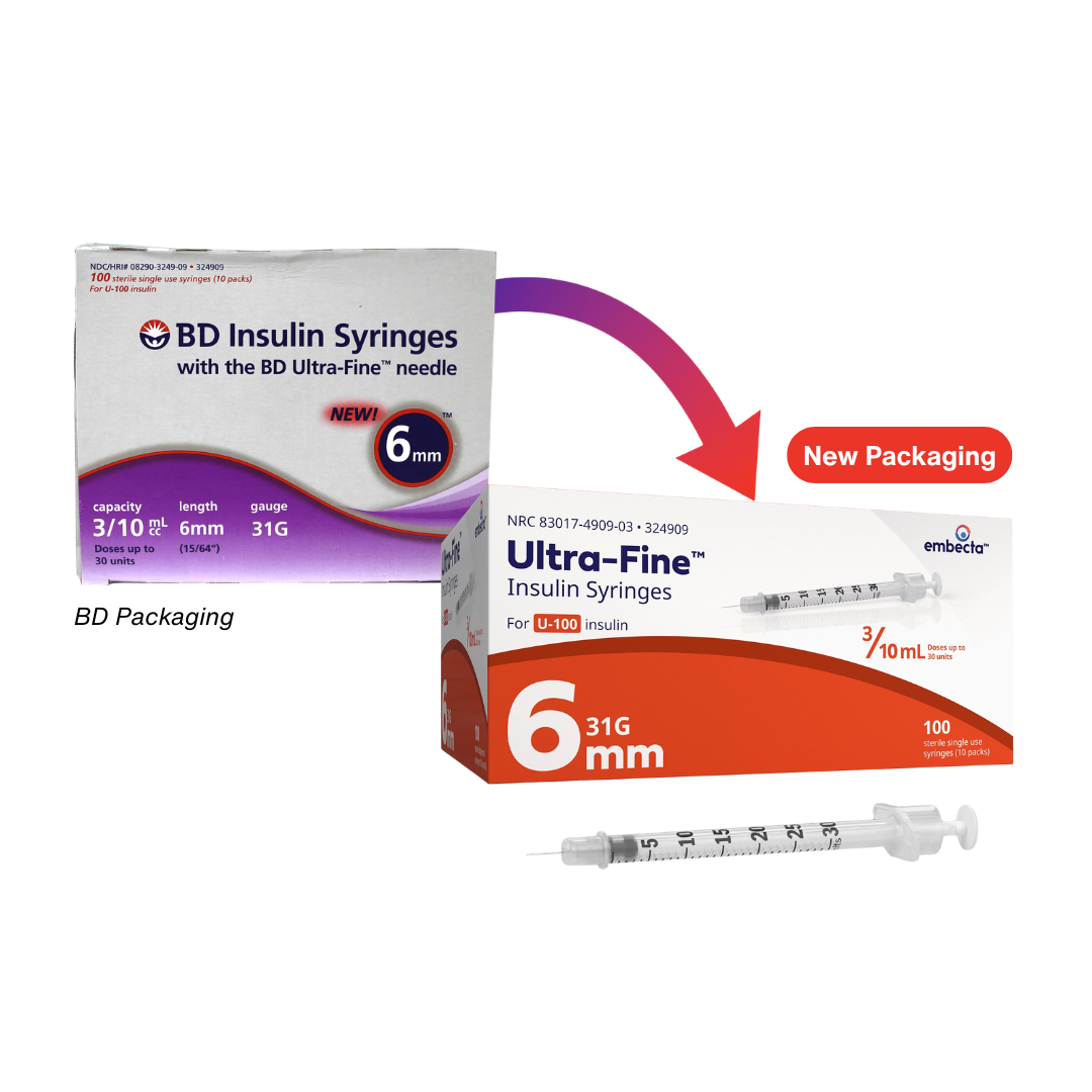 Embecta (BD) 324909 Ultra Fine 0.3 ml 31 G x 15/64 in. (6 mm) Insulin Syringe with Needle