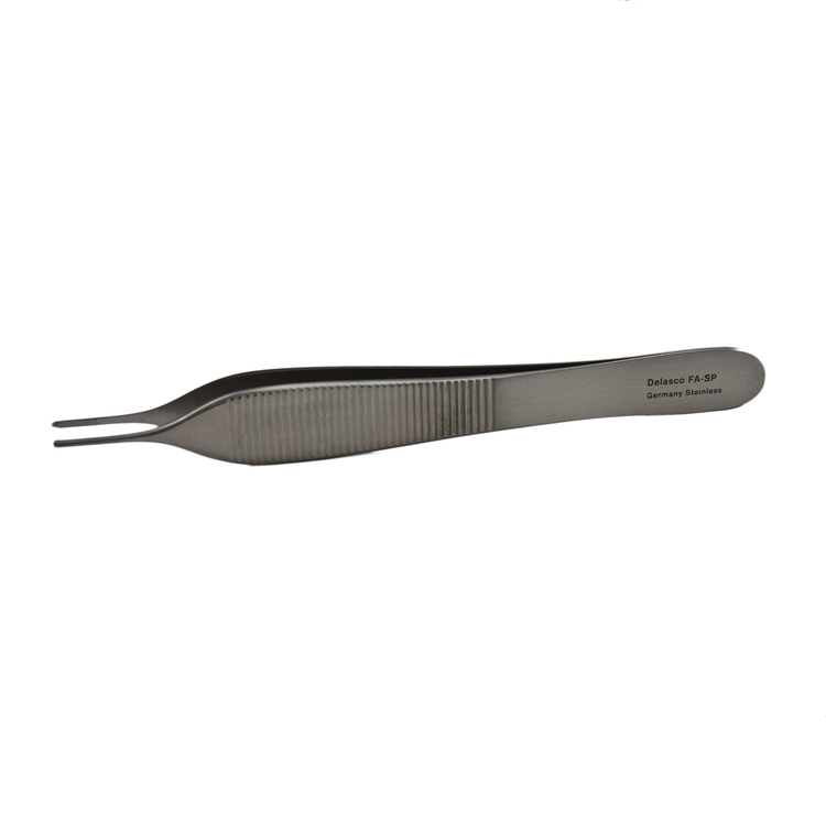 Delasco FA-SP Adson Forceps 4.75 in Straight 1.5mm 1x2 Teeth W/Platform